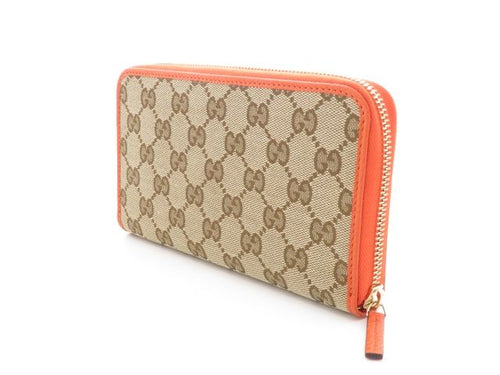 gucci beige / orange wallet front view