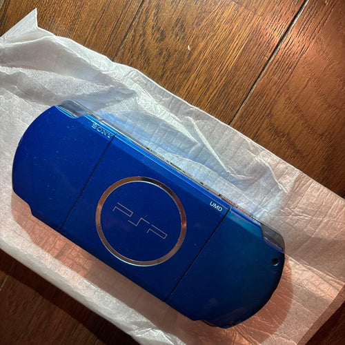 sony psp-3000 blue handheld console markings and labels