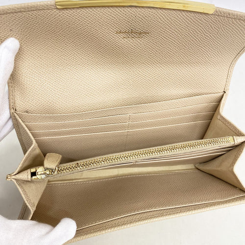 salvatore ferragamo beige wallet rear view