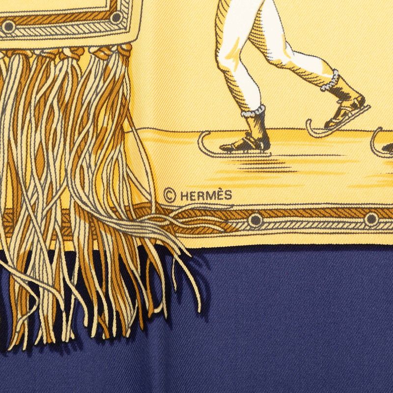 Hermes Scarf – Beige / Navy