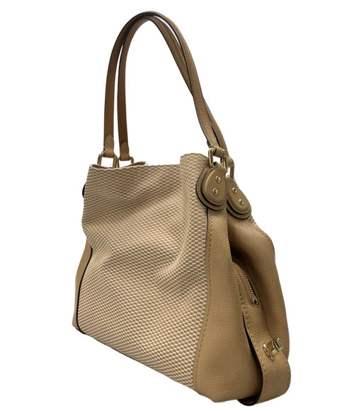 coach beige tote bag rear view