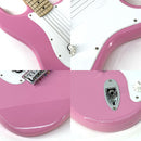 squier pink electric guitar side view