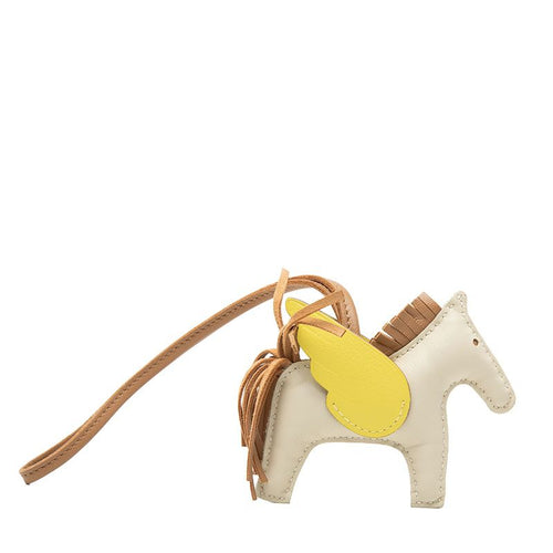 hermes beige keychain front view