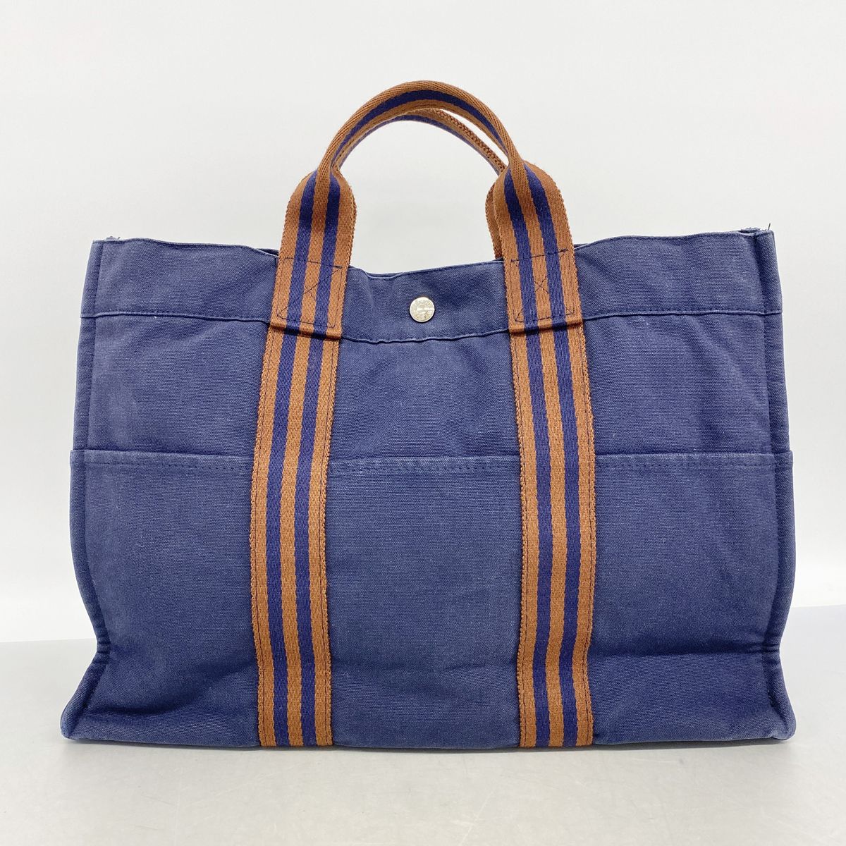 hermes navy tote bag markings and labels