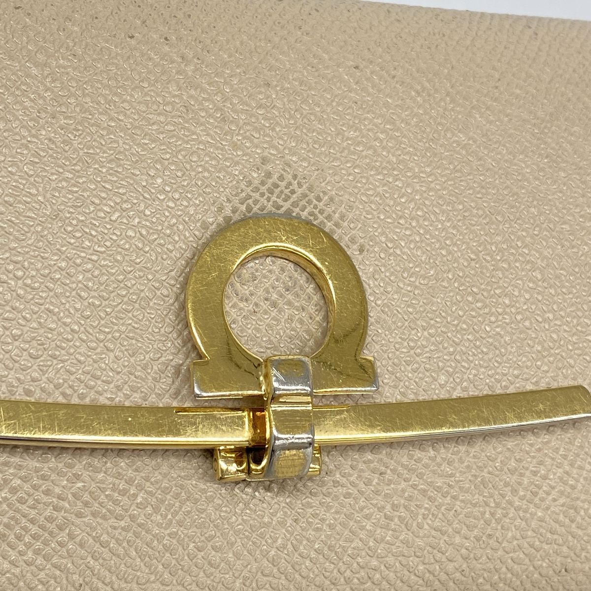 salvatore ferragamo beige wallet markings and labels