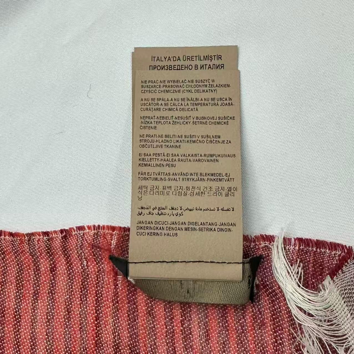 versace orange scarf markings and labels