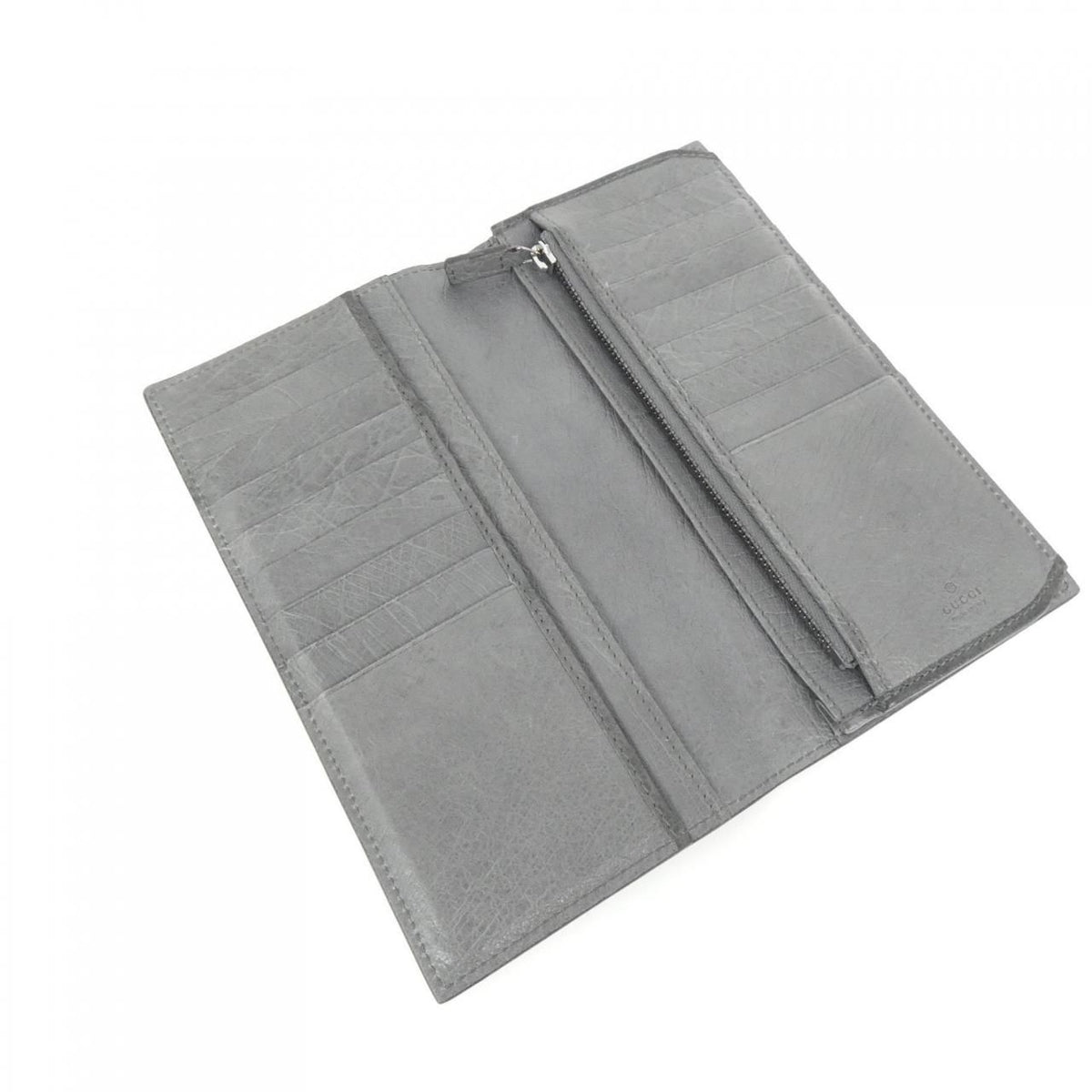 gucci gray / grey wallet side view
