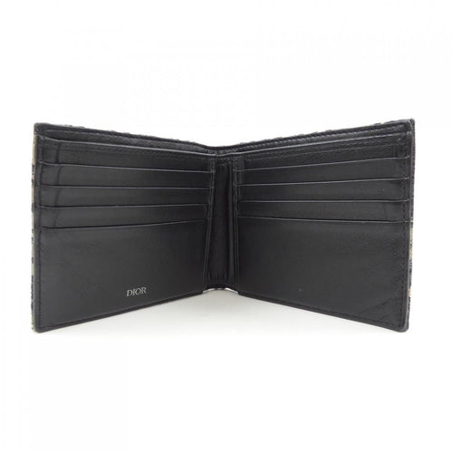 christian dior beige / navy wallet side view