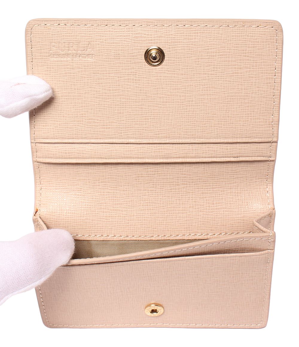 furla beige card holder side view