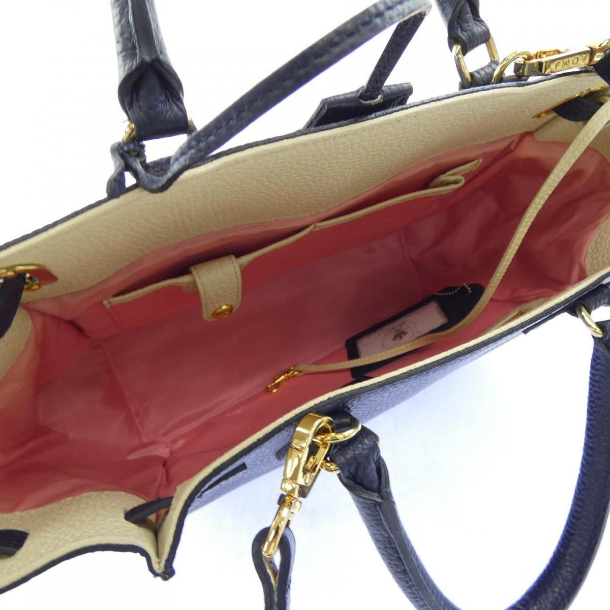 a.d.m.j. navy handbag condition details