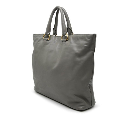 prada grey tote bag front view