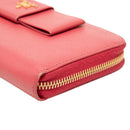 prada pink wallet side view