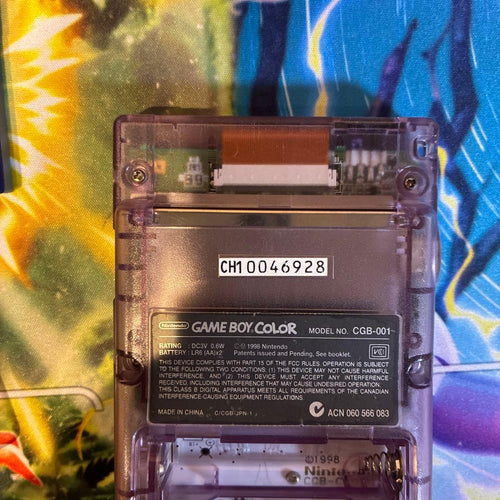 nintendo cgb-001 handheld console markings and labels