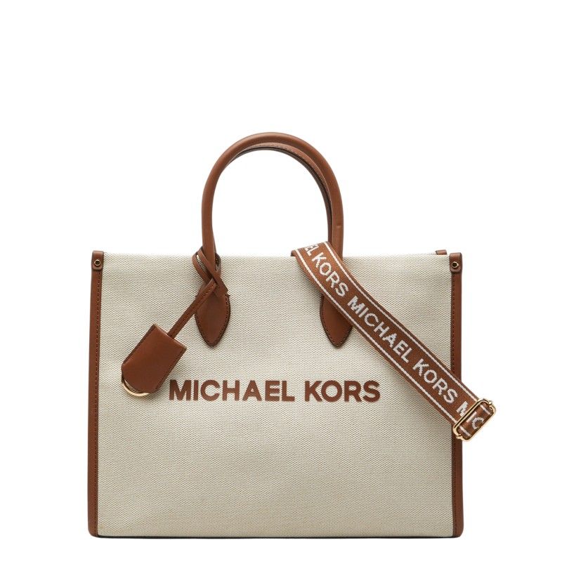Leather, Canvas Tote Bag – Beige