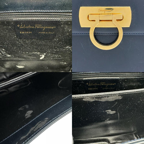 salvatore ferragamo navy handbag markings and labels