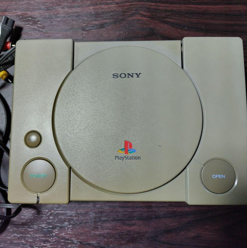 sony scph-3500 grey video game console front view