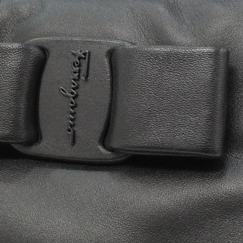 salvatore ferragamo black handbag side view