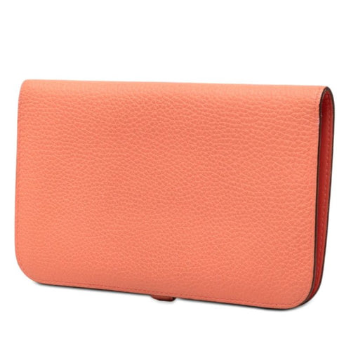 hermes pink wallet front view