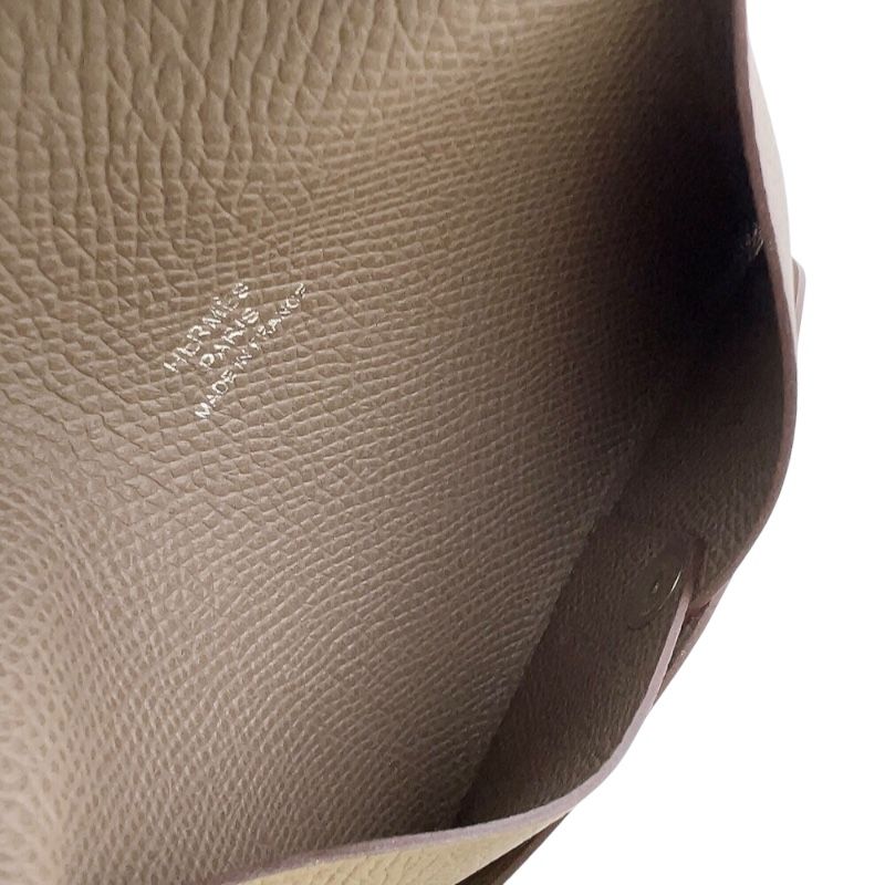 hermes grey card holder interior details