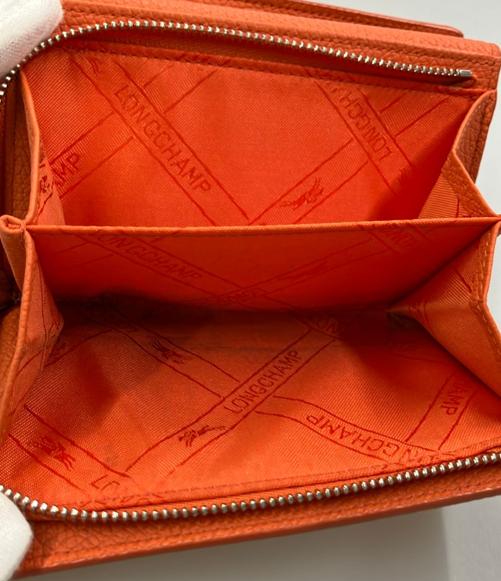 longchamp orange wallet interior details