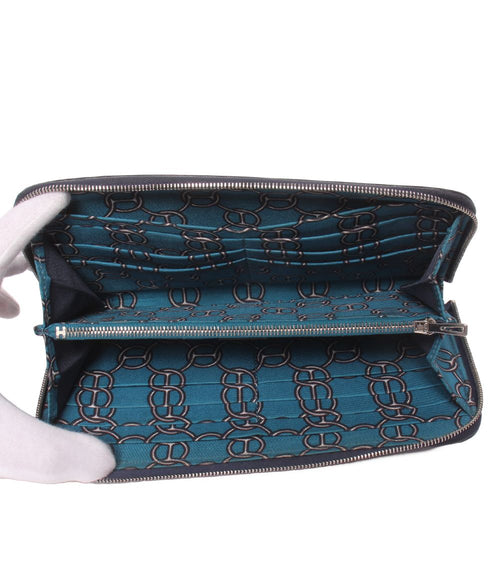 hermes navy wallet rear view
