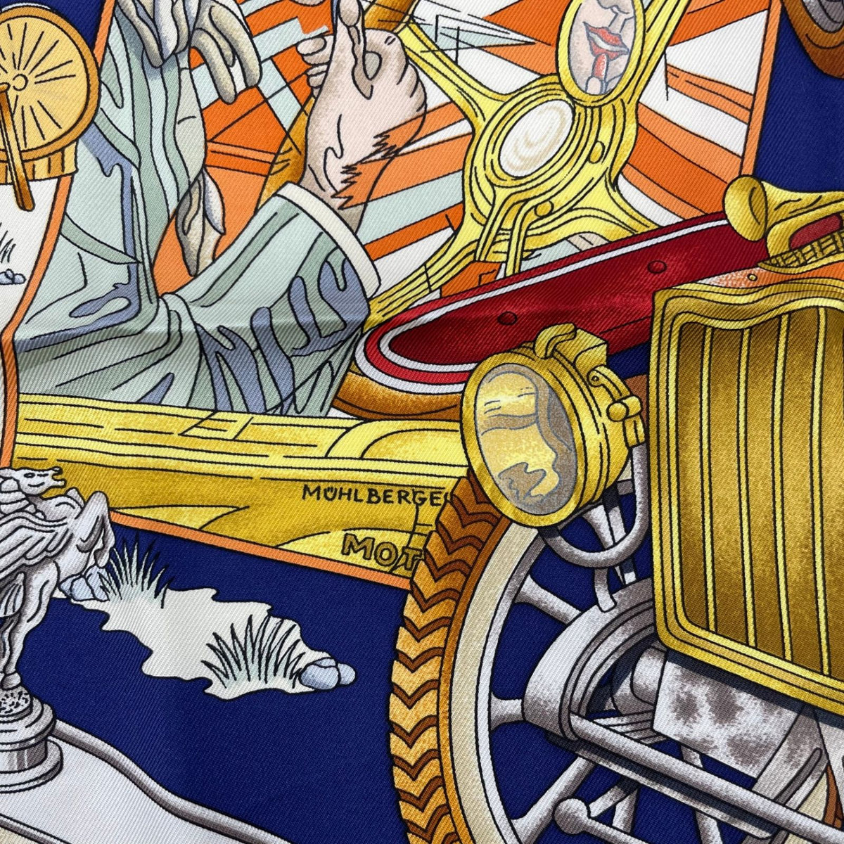 hermes navy scarf functional details