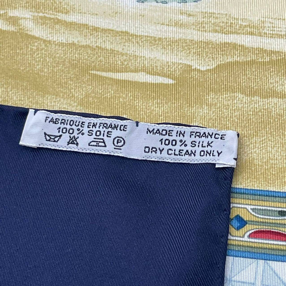 hermes navy scarf interior details