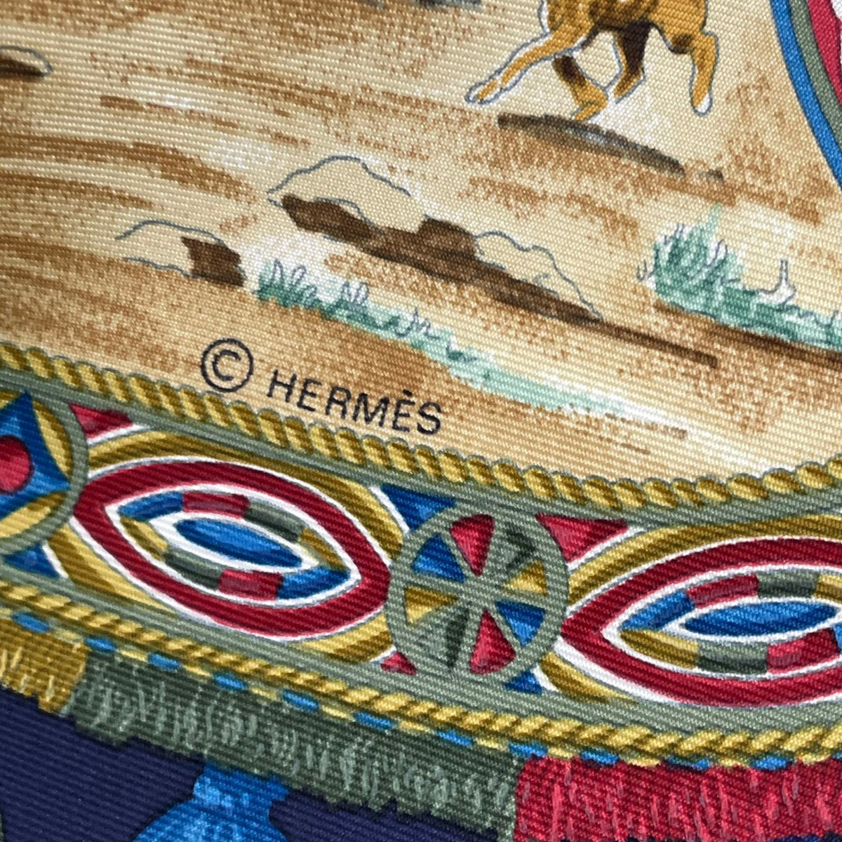 hermes navy scarf interior details