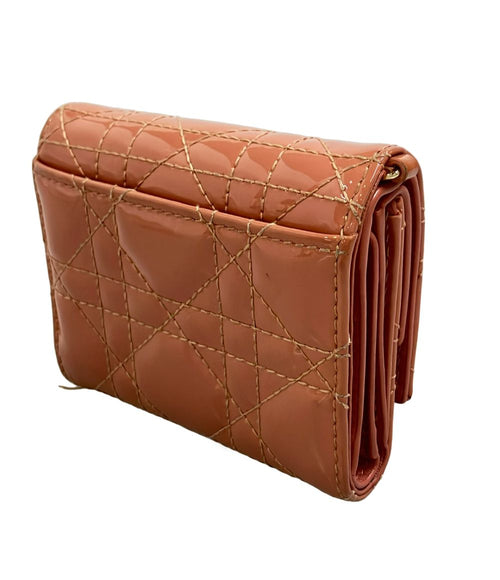 christian dior pink wallet side view