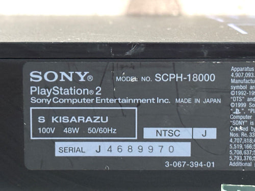 sony scph-18000 video game console markings and labels