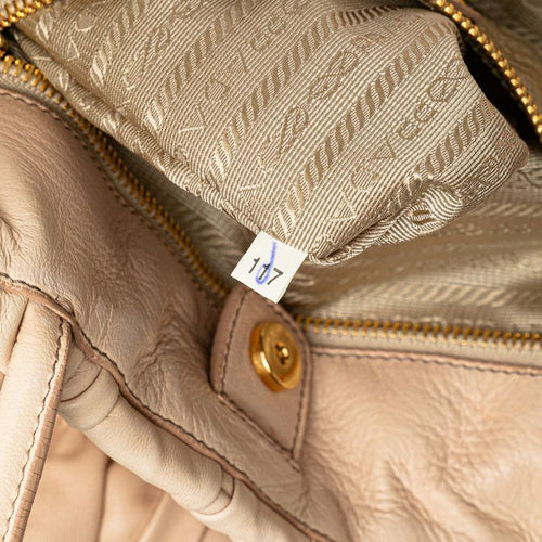 prada bn1932 beige / pink tote bag functional details