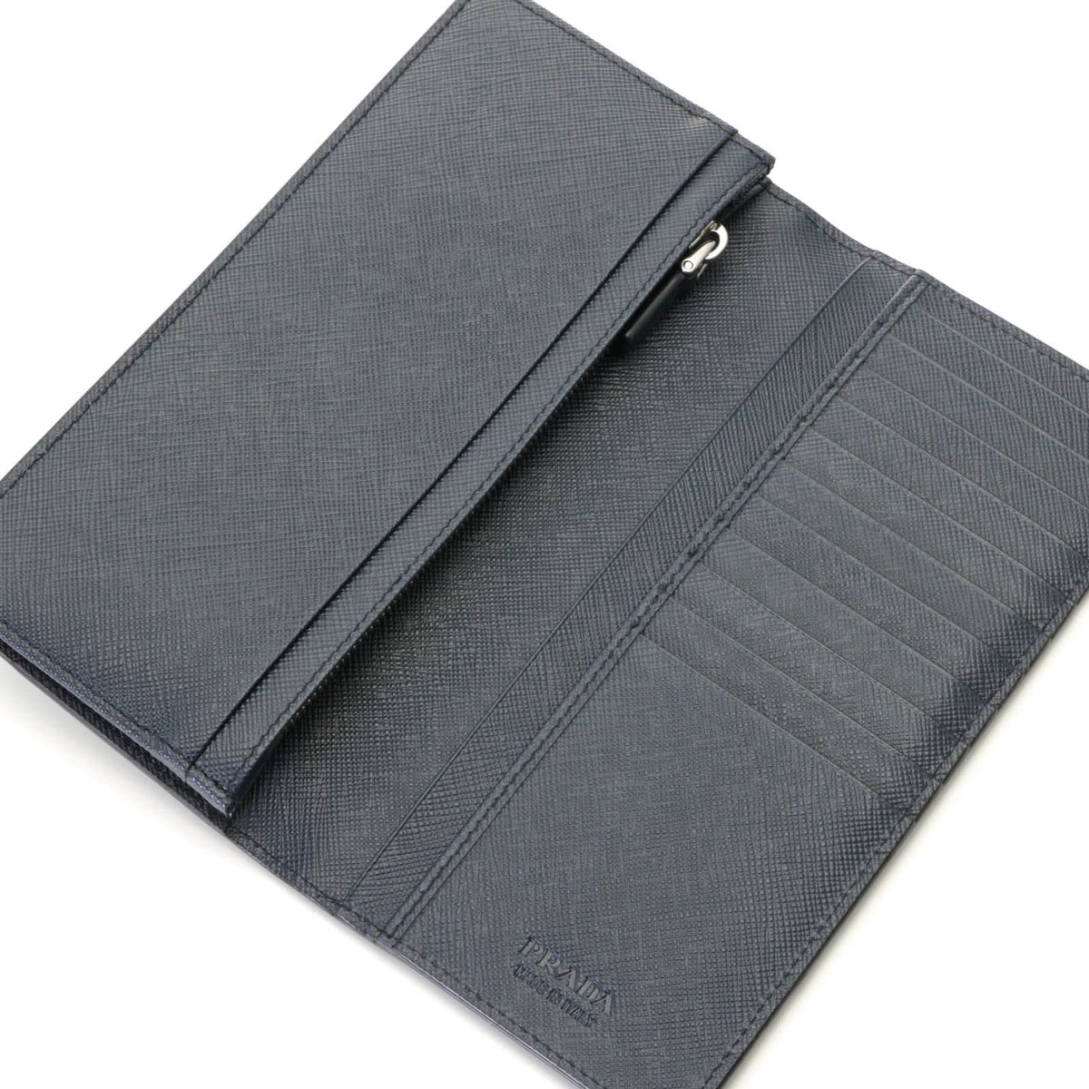 prada 2mv836 navy wallet side view