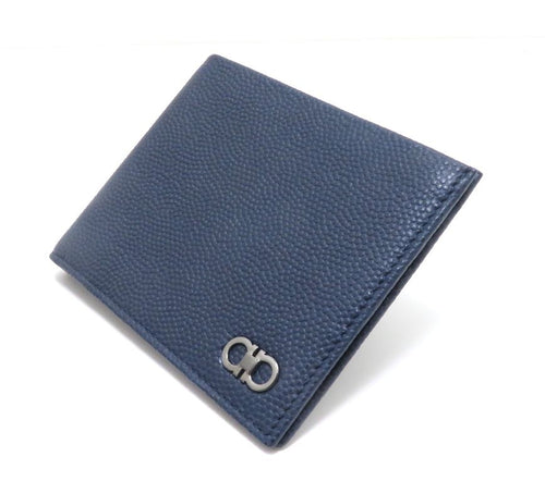 salvatore ferragamo navy wallet front view