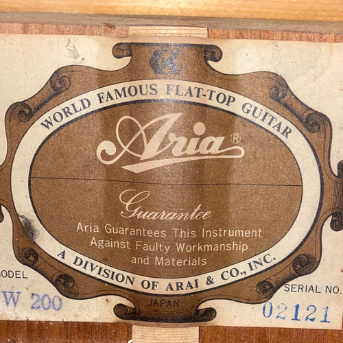 aria w-200 acoustic guitar rear view